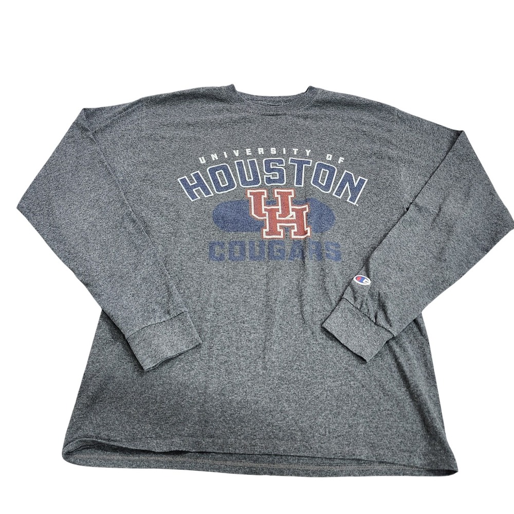 Houston Cougars Shirt Mens Medium Gray NCAA Basketball Champion Long Sleeve
